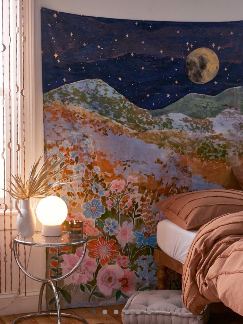 Boho Floral moon Mountain Tapestry Wall Art Urban Outfitters